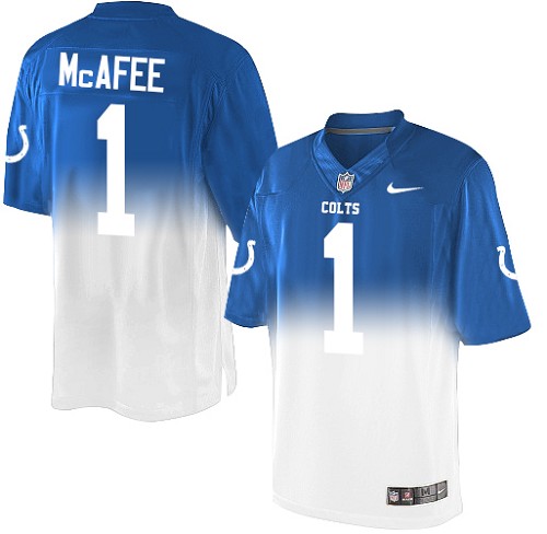 Men's Elite Pat McAfee Nike Jersey Royal Blue/White - #1 Fadeaway NFL Indianapolis Colts